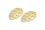 Brass Leaf Charm, 8 Raw Brass Leaf Charms With 2 Holes, Leaf Charm Earrings (30x20x0.80mm) M01678