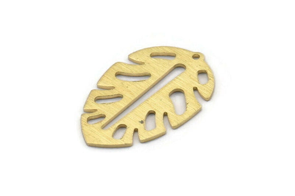 Brass Leaf Charm, 8 Textured Raw Brass Leaf Charms With 1 Hole, Leaf Charm Earrings (30x20x0.80mm) M01757