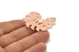 Copper Leaf Charm, 8 Raw Copper Leaf Charms With 2 Holes, Leaf Charm Earrings (30x20x0.80mm) M01743