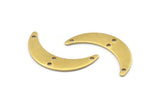 Brass Moon Charm, 12 Raw Brass Crescent Moon Charms With 4 Holes (30x7x0.80mm) A2128