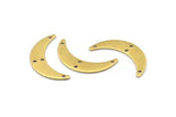 Brass Moon Charm, 12 Raw Brass Crescent Moon Charms With 4 Holes (30x7x0.80mm) A2128