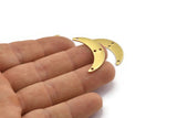 Brass Moon Charm, 12 Raw Brass Crescent Moon Charms With 4 Holes (30x7x0.80mm) A2128