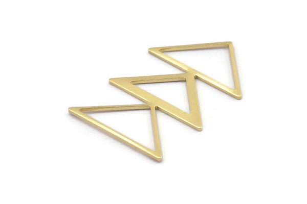 Brass Triangle Charm, 4 Raw Brass Triangle Blanks (45x30x1mm) M01803