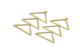 Brass Triangle Charm, 4 Raw Brass Triangle Charms With 1 Loop (47x30x1mm) M01783