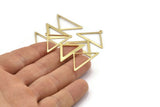 Brass Triangle Charm, 4 Raw Brass Triangle Charms With 1 Loop (47x30x1mm) M01807
