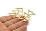 Brass Triangle Charm, 4 Raw Brass Triangle Charms With 1 Loop (47x30x1mm) M01790