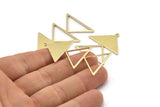 Brass Triangle Charm, 4 Raw Brass Triangle Charms With 1 Loop (47x30x1mm) M01797