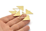 Brass Triangle Charm, 4 Raw Brass Triangle Charms With 1 Loop (47x30x1mm) M01796