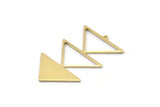 Brass Triangle Charm, 4 Raw Brass Triangle Charms With 1 Loop (47x30x1mm) M01792