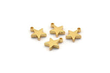 Gold Star Charm, 6 Gold Plated Brass Star Charms With 1 Loop (10x8.5x2mm) BS 2027