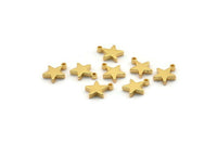 Gold Star Charm, 6 Gold Plated Brass Star Charms With 1 Loop (10x8.5x2mm) BS 2027