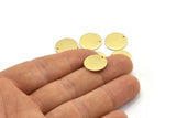 Brass Cabochon Tag, 24 Raw Brass Round Charms With 1 Hole, Stamping Tags (14x0.80mm) M01592