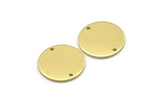 Brass Cabochon Tag, 24 Raw Brass Round Charms With 2 Holes, Stamping Tags (14x0.80mm) M01593
