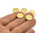 Brass Cabochon Tag, 24 Textured Raw Brass Round Charms With 2 Holes, Stamping Tags (14x0.80mm) M01586