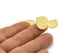 Brass Cabochon Tag, 24 Textured Raw Brass Round Charms With 1 Loop, Stamping Tags (16x14x0.80mm) M01584
