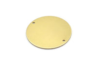 Brass Round Charm, 6 Raw Brass Round Charms With 2 Holes, Connectors (30x0.80mm) M01581