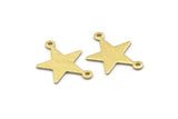 Brass Star Charm, 24 Textured Raw Brass Star Charms With 2 Loops (22x16x0.80mm) M01577