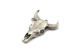 Huge Ox Skull Pendant, Antique Silver Plated Brass Large Ox Head Skull Charms, Pendants (48x35mm) N0149 H1297