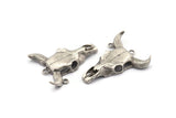 Huge Ox Skull Pendant, Antique Silver Plated Brass Large Ox Head Skull Charms, Pendants (48x35mm) N0149 H1297