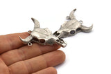Huge Ox Skull Pendant, Antique Silver Plated Brass Large Ox Head Skull Charms, Pendants (48x35mm) N0149 H1297