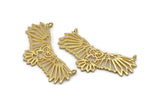 Gold Owl Charm, Gold Plated Brass Owl Pendants With 2 Loops (58x21x1mm) N1457