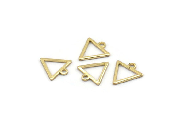 Gold Triangle Charm, 12 Gold Plated Brass Triangle Charms With 1 Loop (12x11.5x0.8mm) BS 2259