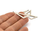 Silver Triangle Charm, 6 Antique Silver Plated Brass Triangle Charms With 1 Loop (40x11x1mm) BS 2184 H1383