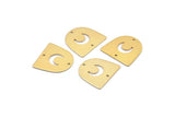 Gold Moon Charm, 6 Gold Plated Brass D Shape Charms With 2 Holes (16x17x0.50mm) M1064