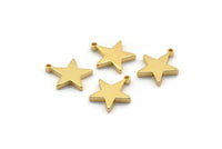 Gold Star Charm, 4 Gold Plated Brass Star Charms With 1 Loop (14x12.5mm) BS 1721