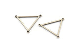 Silver Triangle Charm, 12 Antique Silver Plated Brass Triangle Charms With 3 Loops (21x0.9mm) BS 2080