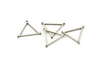 Silver Triangle Charm, 12 Antique Silver Plated Brass Triangle Charms With 3 Loops (21x0.9mm) BS 2080