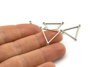Silver Triangle Charm, 12 Antique Silver Plated Brass Triangle Charms With 3 Loops (21x0.9mm) BS 2080