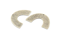 Silver Geometric Charm, 6 Textured Antique Silver Plated Brass Semi Circle Blanks With 1 Hole (34x21x0.80mm) D1550
