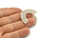 Silver Geometric Charm, 6 Textured Antique Silver Plated Brass Semi Circle Blanks With 1 Hole (34x21x0.80mm) D1550