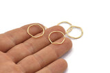 Gold Circle Rings, 12 Gold Plated Brass Wavy Circle Rings, Charms (16.5x0.80mm) BS 1757 Q1042