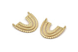 Gold Charm, 2 Gold Plated Brass, Gold Pendants, Charm Pendants, Gold U Shape Charms With 2 Loops (24x22x1.2mm) N1449