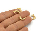 Gold Moon Charm, 4 Textured Gold Plated Brass Horn Charms With 1 Loop (12x3.50x3mm) N0304