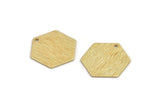 Gold Hexagon Charm, 4 Textured Gold Brass Hexagon Stamping Blanks With 1 Hole (17x0.60mm) D878