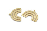 Gold Charm, 2 Gold Plated Brass, Gold Pendants, Charm Pendants, Gold Semi Circle Charms With 1 Loop (25x19x1.2mm) N1474