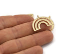 Gold Charm, 2 Gold Plated Brass, Gold Pendants, Charm Pendants, Gold Semi Circle Charms With 1 Loop (25x19x1.2mm) N1474