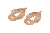 Rose Gold Drop Charm, 4 Rose Gold Plated Brass Drop Earring Charms With 1 Loop, Pendants (43x24xmm) D0634