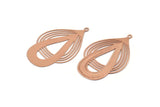 Rose Gold Drop Charm, 4 Rose Gold Plated Brass Drop Earring Charms With 1 Loop, Pendants (43x24xmm) D0634