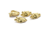 Brass Wolf Charm, 4 Raw Brass Wolf Charms With 1 Loop (20x11mm) N1546
