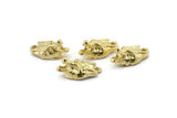 Brass Wolf Charm, 4 Raw Brass Wolf Charms With 1 Loop (20x11mm) N1546