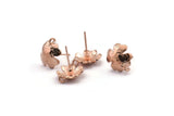 Rose Gold Earring Post, 4 Rose Gold Plated Brass Leaf Earring Posts With 1 Loop (14x12mm) BS 2438 Q1057