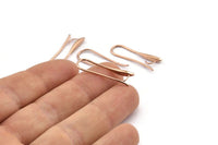 Rose Gold Ear Hooks, 4 Rose Gold Plated Brass Earring Wires, Earring Hooks (27.5x7.5mm) BS 1715
