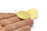 Brass Round Earring, 6 Raw Brass Round Stud Earrings (25mm) A1703 A2144