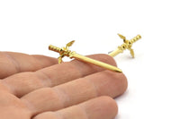 Zelda Sword Earring, 2 Raw Brass Sword Stud Earrings (45x15mm) N0800 A2145