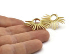 Brass Sun Earring, 4 Raw Brass Sun Stud Earrings (33x20mm) N0782 A2152