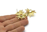 Brass Badge Earring, 2 Raw Brass Rosette Stud Earrings (33x20mm) N0946 A2157